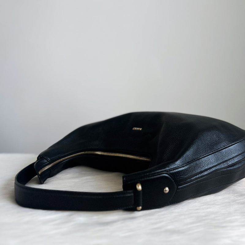 Bally Black Leather Classic Half Moon Shoulder Bag Like New