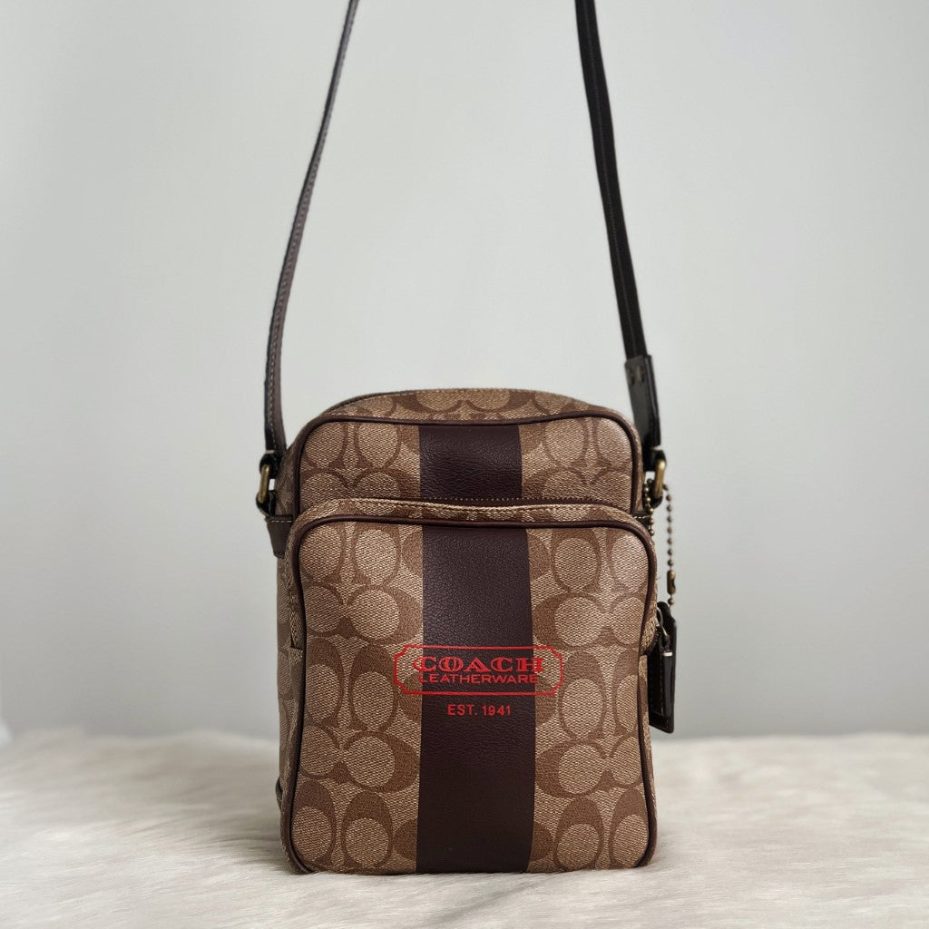 Coach Signature Monogram Messenger Crossbody Shoulder Bag