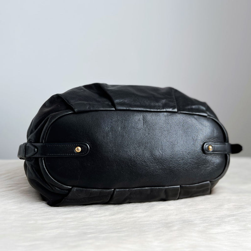 Prada Black Leather Career 2 Way Shoulder Bag