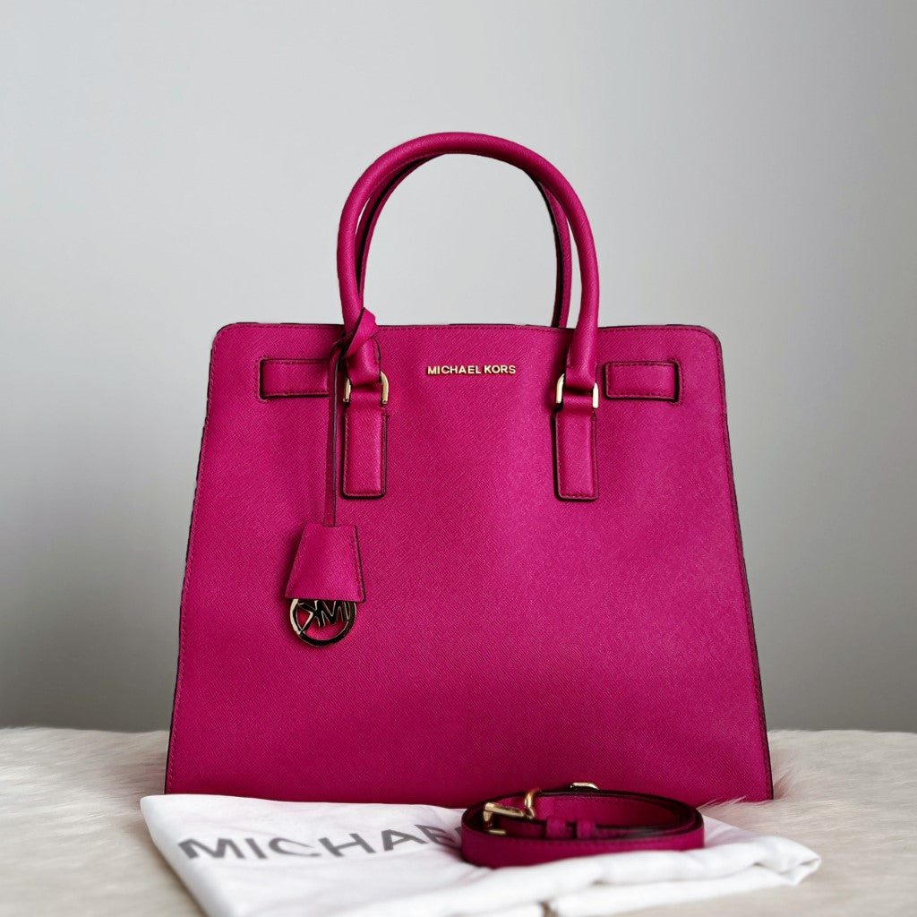 Michael Kors Fuchsia Leather Hamilton Large Shoulder Bag Like New