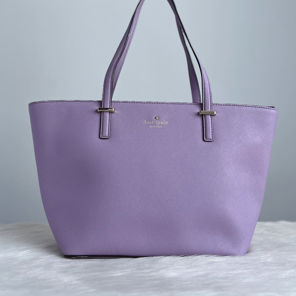 Kate Spade Lavender Leather Shopper Shoulder Bag Like New – Luxury Trade