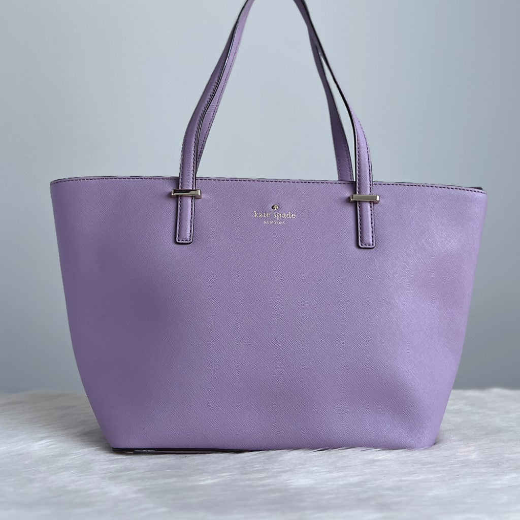 Kate Spade Lavender Leather Shopper Shoulder Bag Like New