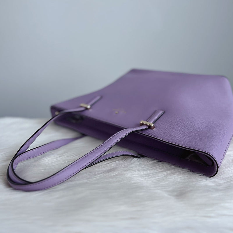 Kate Spade Lavender Leather Shopper Shoulder Bag Like New