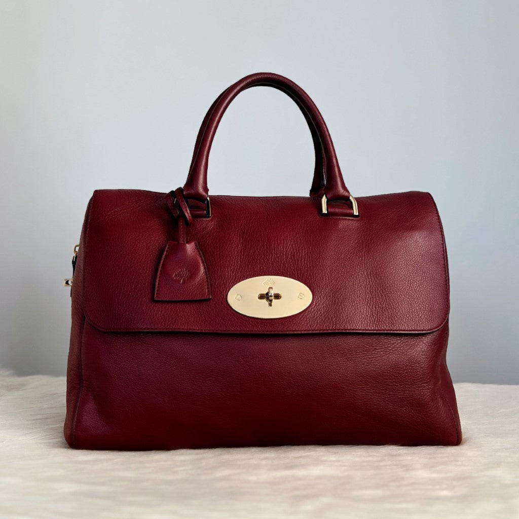 Mulberry Bordeaux Leather Turn Lock Large Tote Bag – Luxury Trade