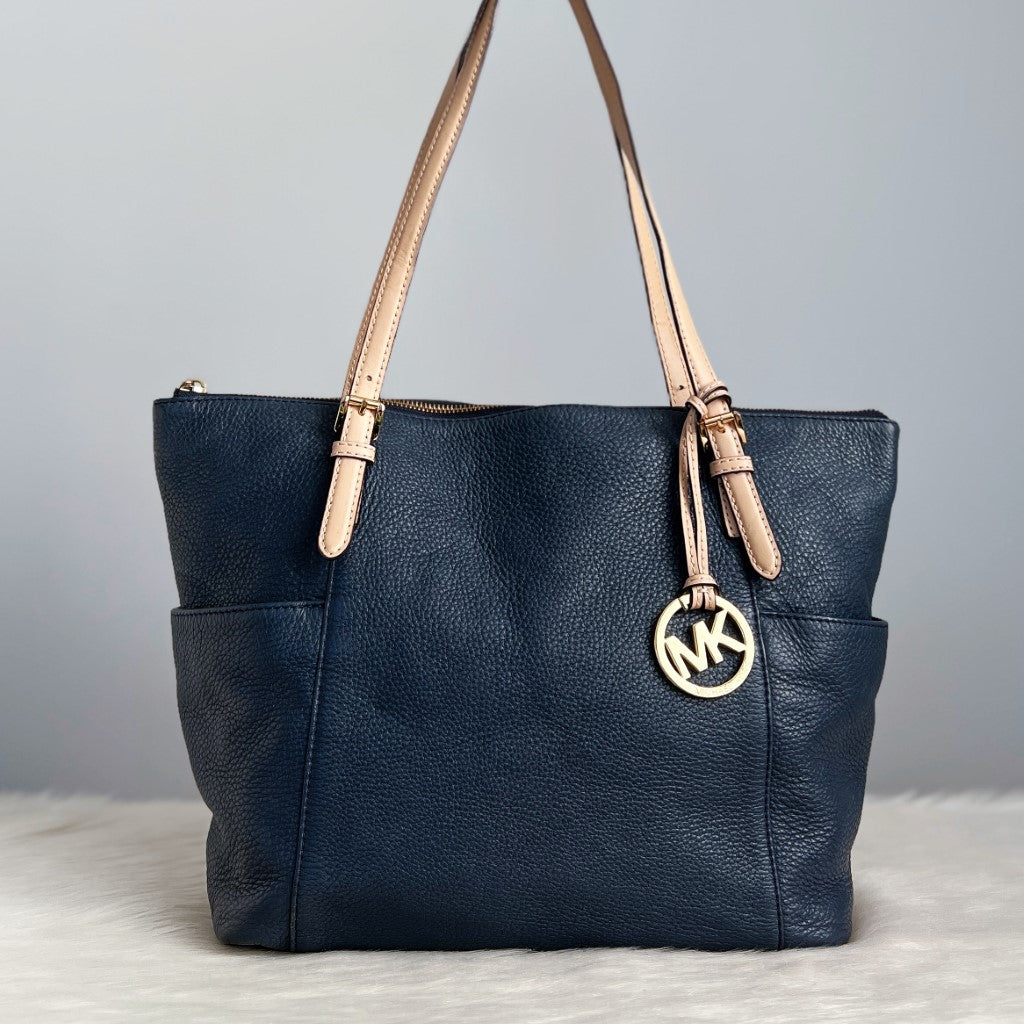 Michael Kors Navy Leather Shopper Shoulder Bag