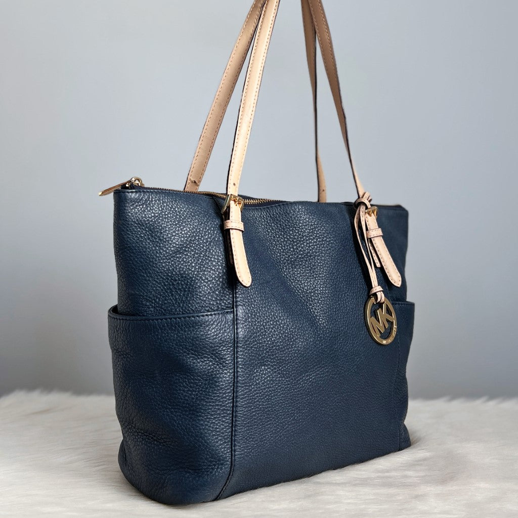 Michael Kors Navy Leather Shopper Shoulder Bag