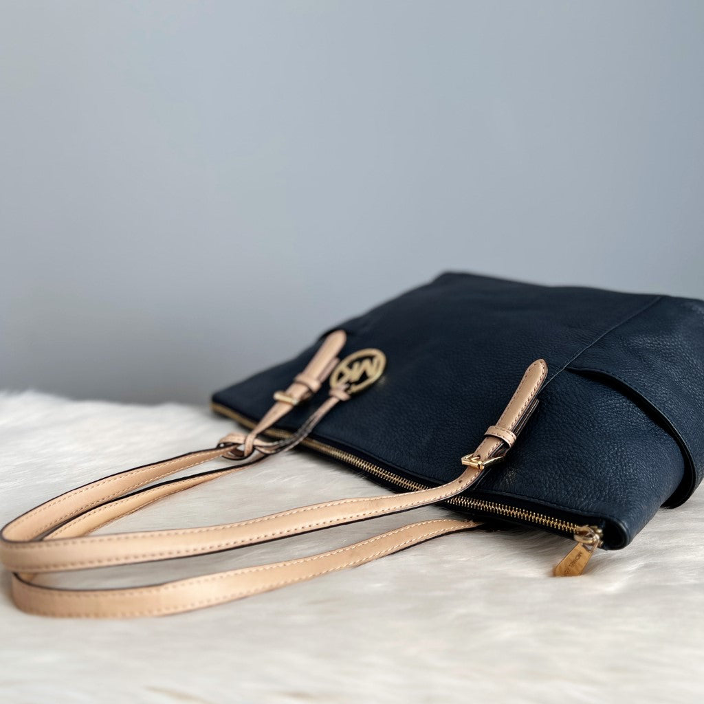 Michael Kors Navy Leather Shopper Shoulder Bag