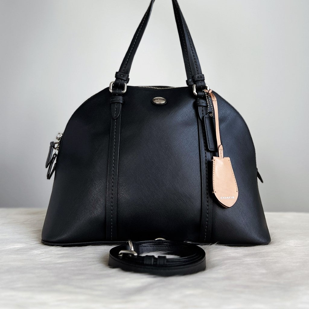 Coach Black Leather Bowling 2 Way Shoulder Bag