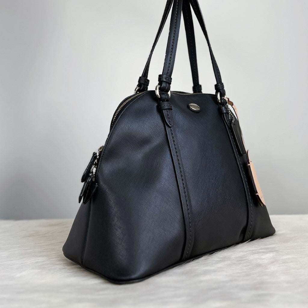 Coach Black Leather Bowling 2 Way Shoulder Bag