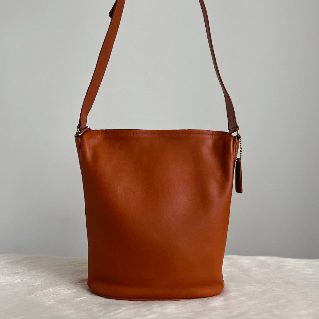 Coach Caramel Leather Bucket Crossbody Shoulder Bag