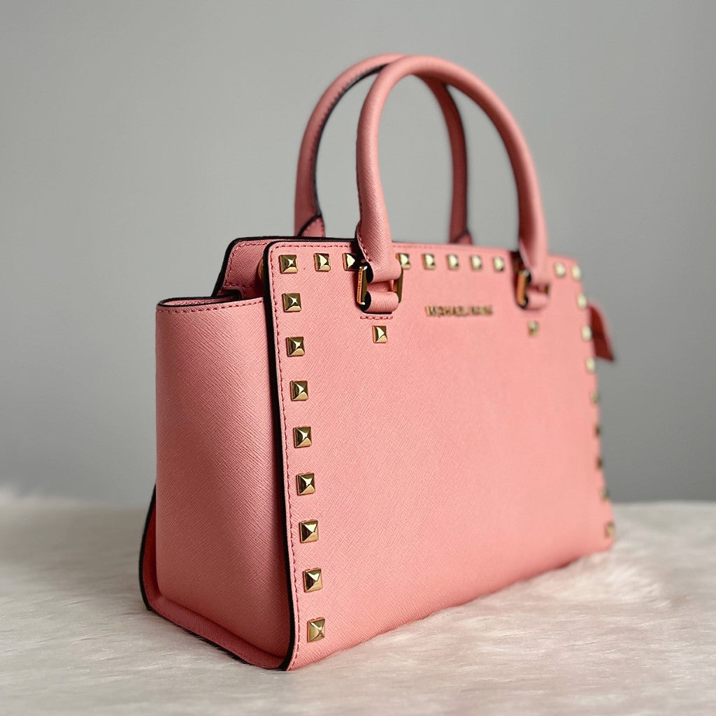 Michael Kors Pink Leather Studded 2 Way Shoulder Bag