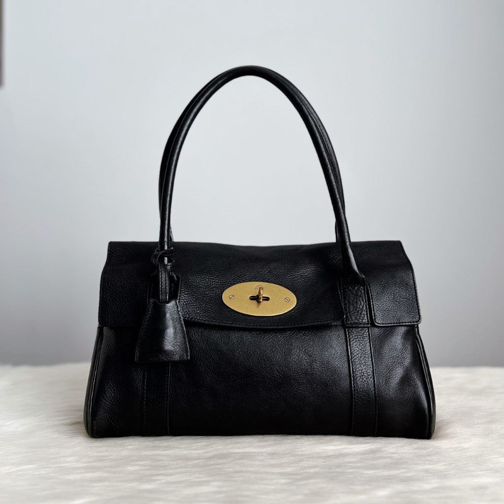 Mulberry Black Leather Signature Bayswater Shoulder Bag