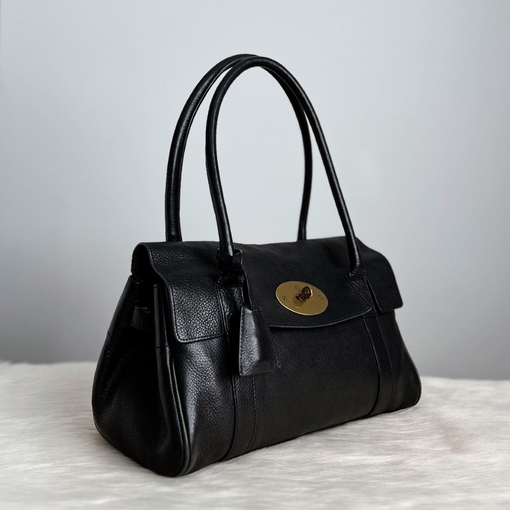 Mulberry Black Leather Signature Bayswater Shoulder Bag