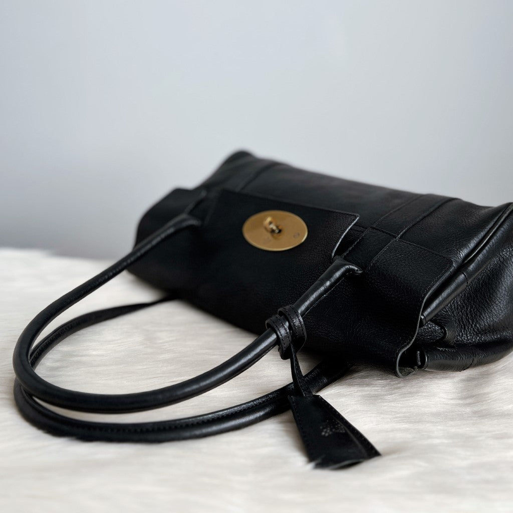 Mulberry Black Leather Signature Bayswater Shoulder Bag