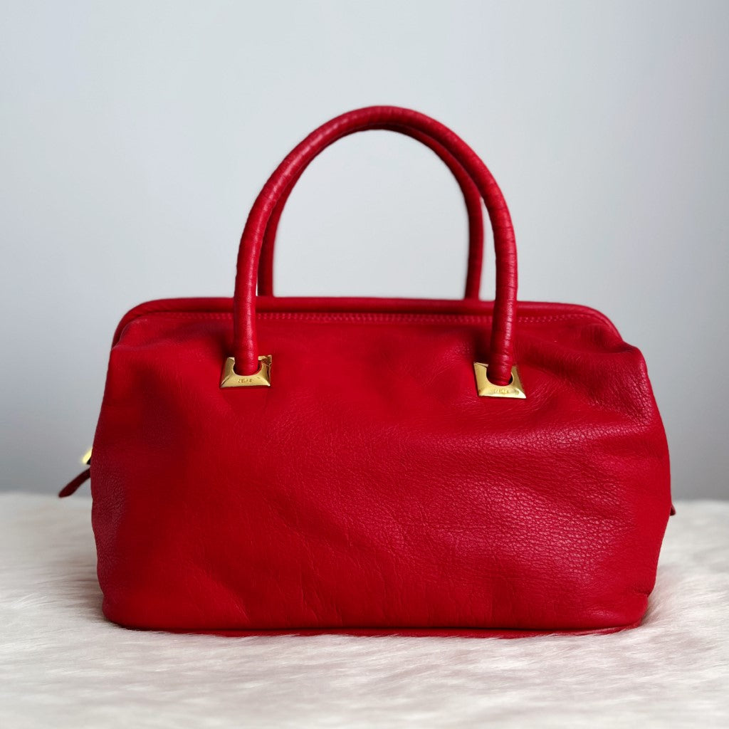 Celine Red Leather Classic Doctor Tote Bag