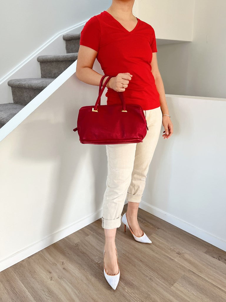 Celine Red Leather Classic Doctor Tote Bag