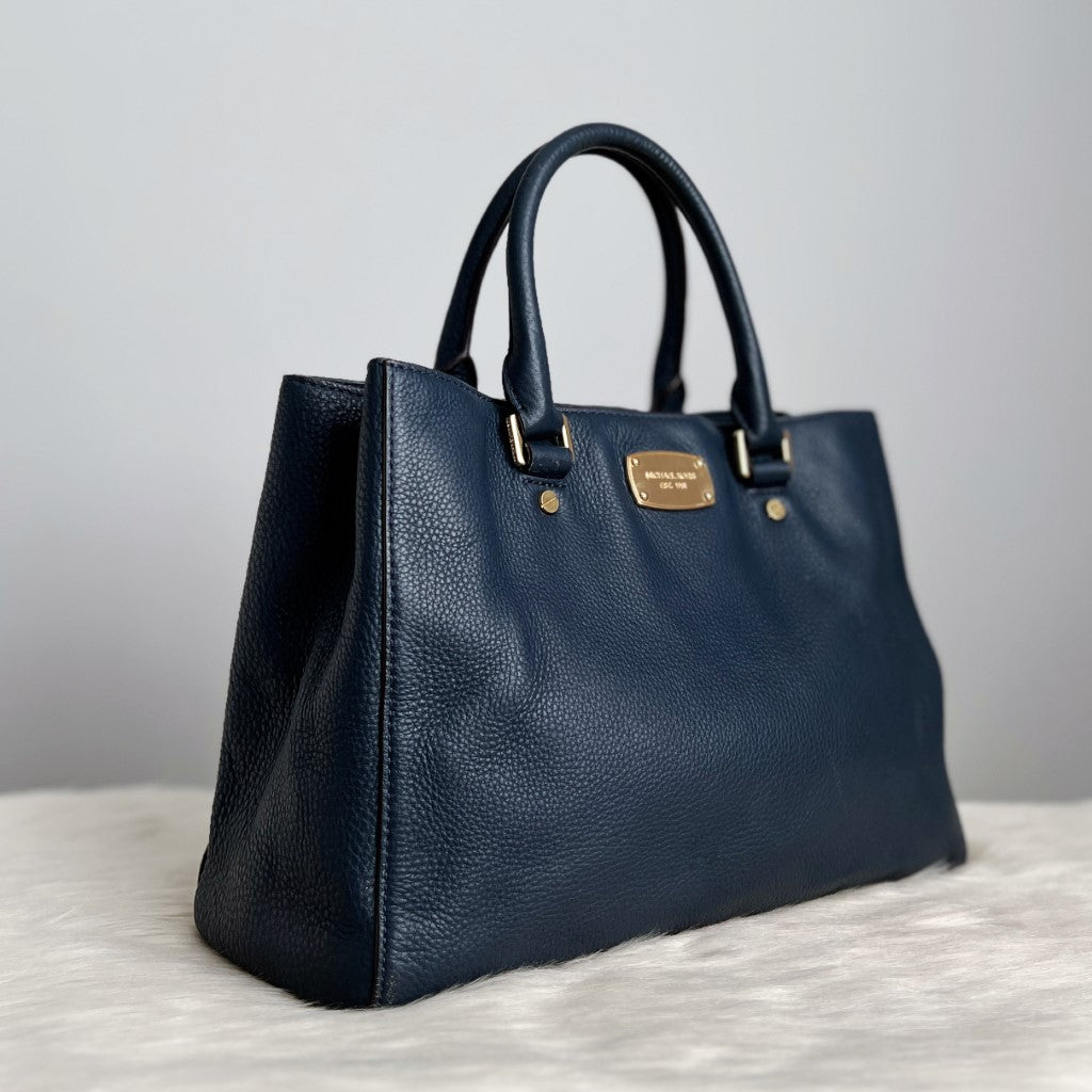 Michael Kors Navy Leather Triple Compartment 2 Way Shoulder Bag