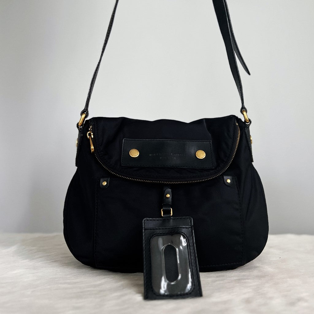 Marc Jacobs Black Nylon Pebbled Crossbody Shoulder Bag