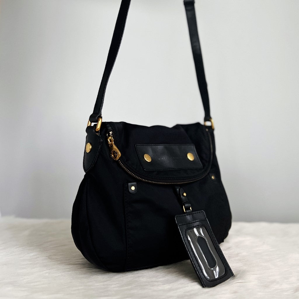 Marc Jacobs Black Nylon Pebbled Crossbody Shoulder Bag