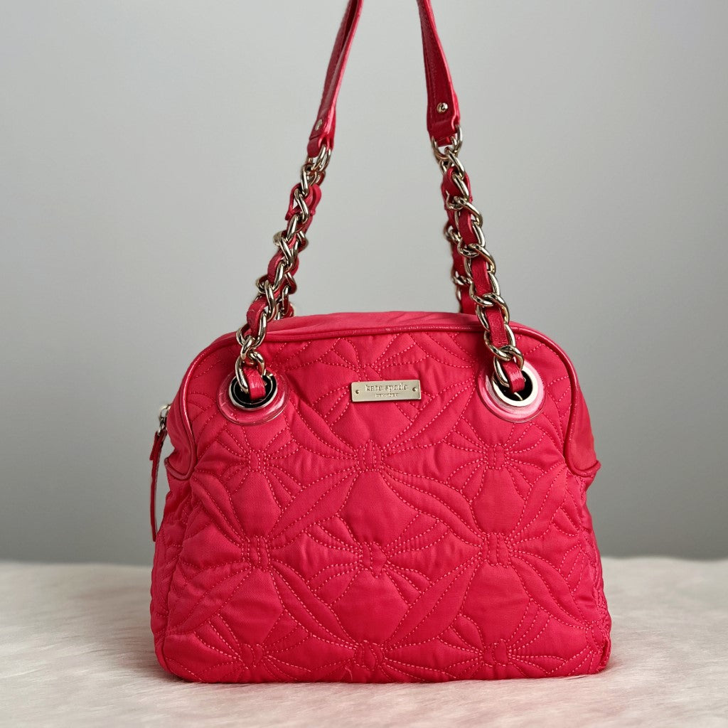 Kate Spade Bright Pink Front Logo Chain Shoulder Bag