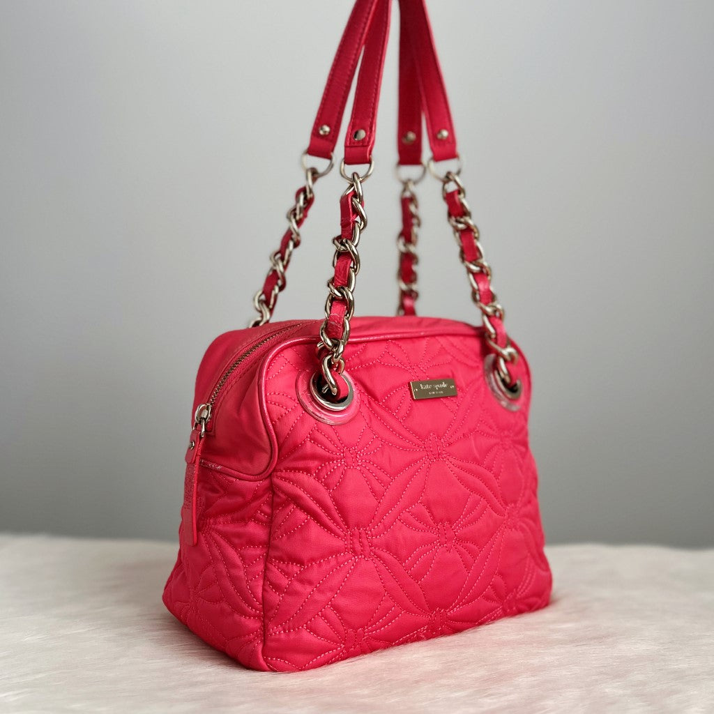 Kate Spade Bright Pink Front Logo Chain Shoulder Bag