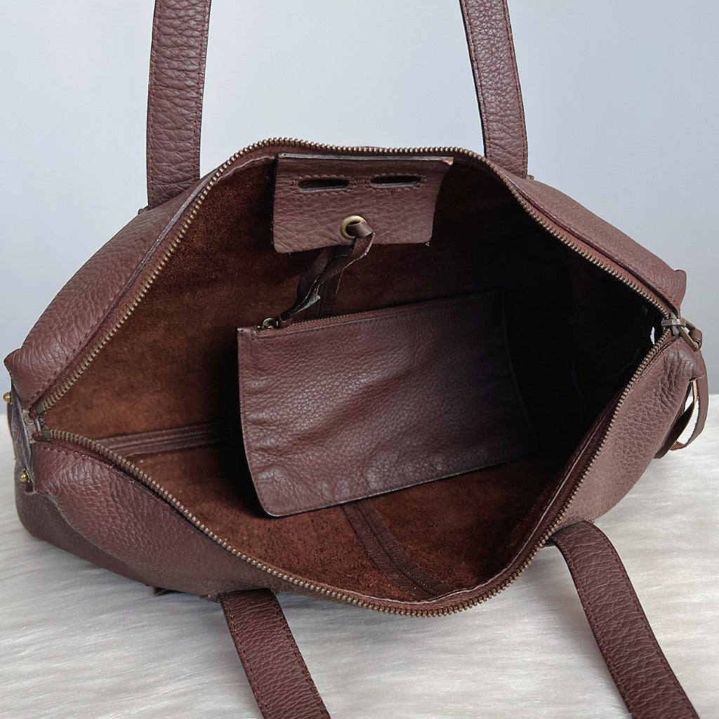 Gucci Brown Leather Front Pocket Career Shoulder Bag