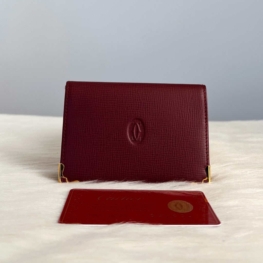 Cartier Unisex Signature Burgundy Card Holder Wallet