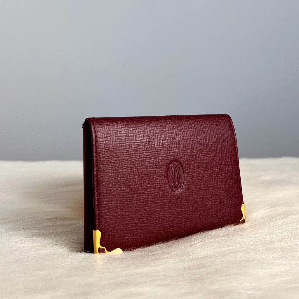 Cartier Unisex Signature Burgundy Card Holder Wallet