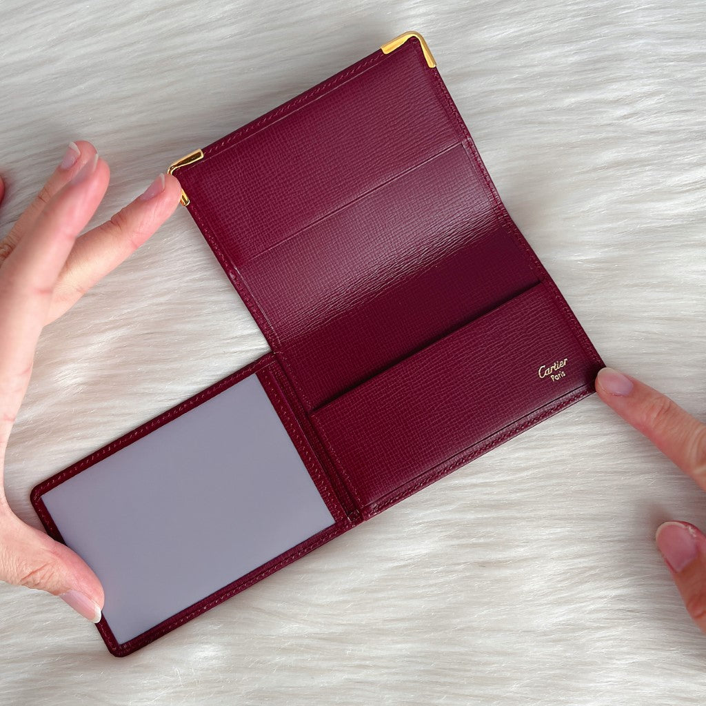 Cartier Unisex Signature Burgundy Card Holder Wallet