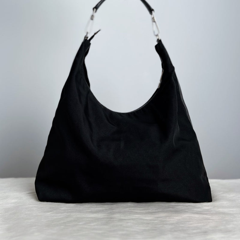 Gucci Black Canvas Signature Large Shoulder Bag