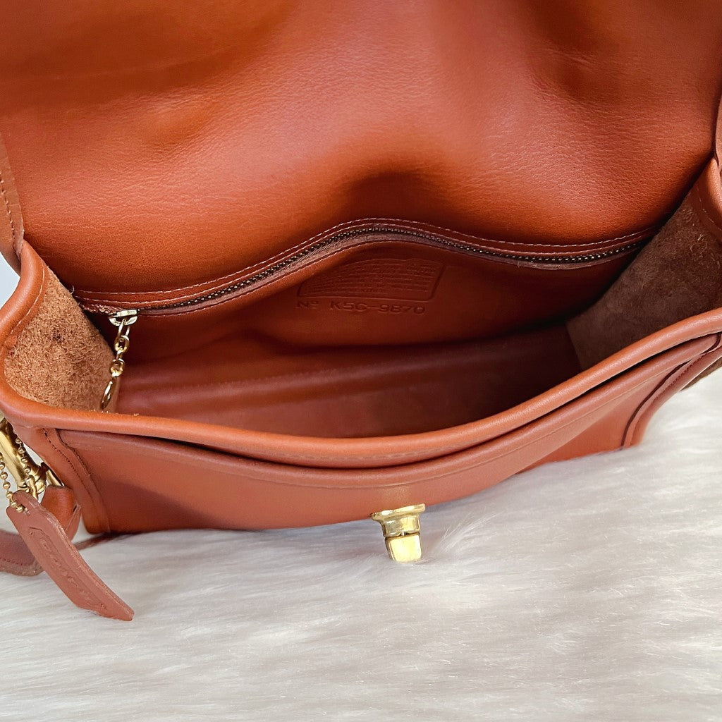 Coach Caramel Leather Turn Lock 2 Way Shoulder Bag