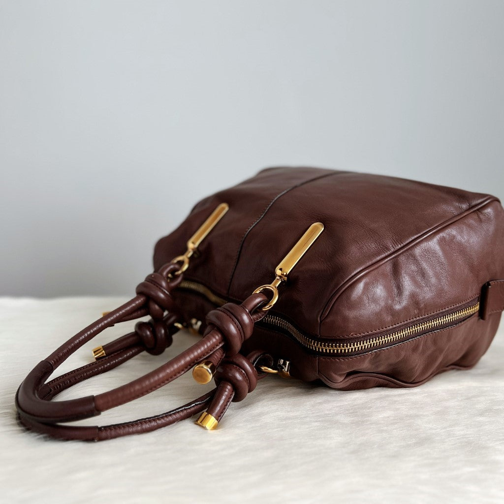 Chloe Chocolate Leather Classic Career Shoulder Bag