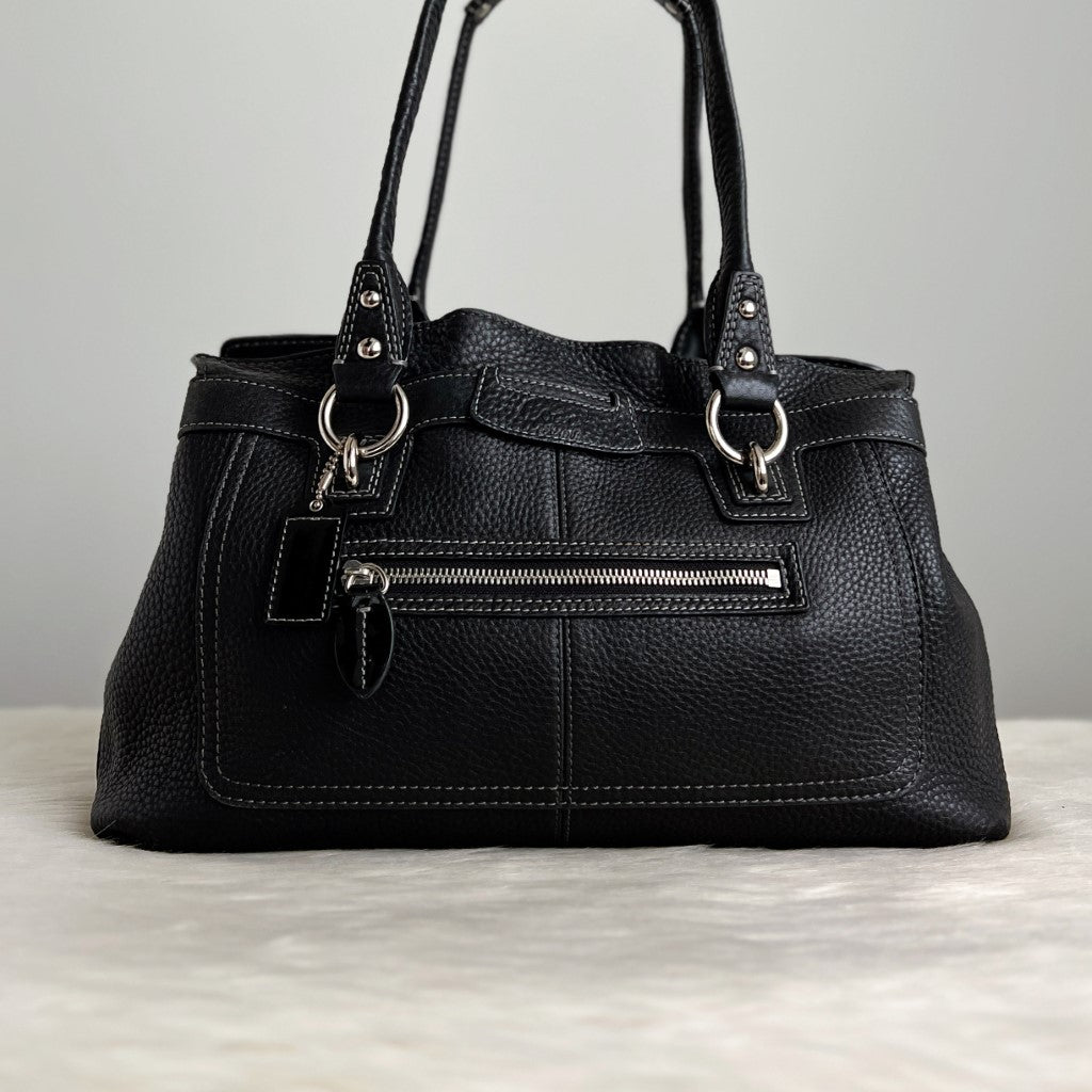 Coach Black Leather Triple Compartment Career Shoulder Bag