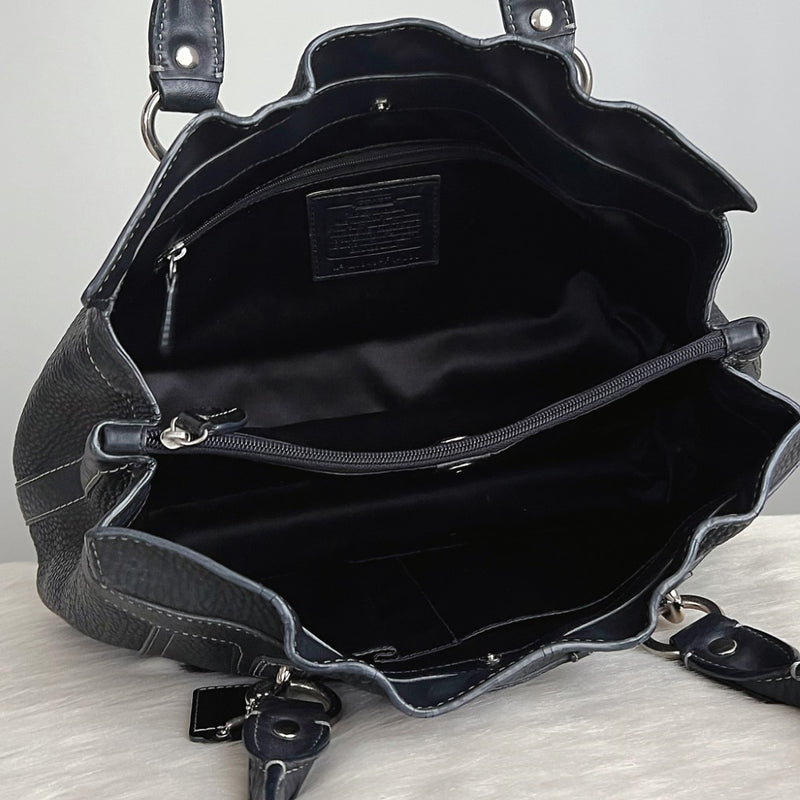 Coach Black Leather Triple Compartment Career Shoulder Bag
