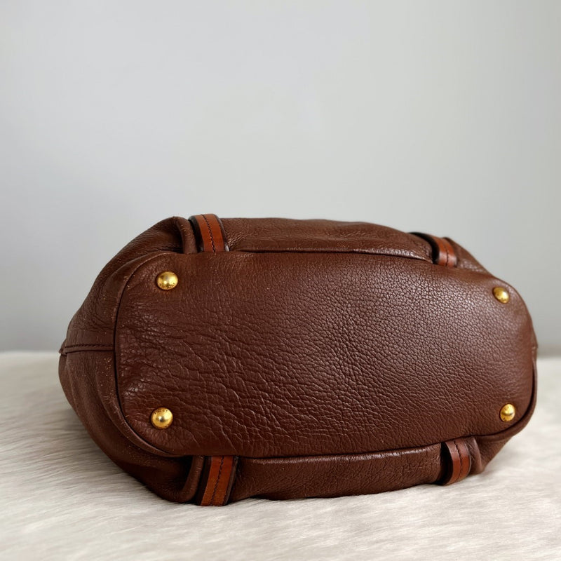 Prada Two Tone Leather Front Logo 2 Way Shoulder Bag