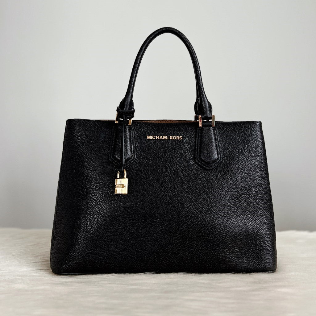 Michael Kors Black Leather Career Tote Bag