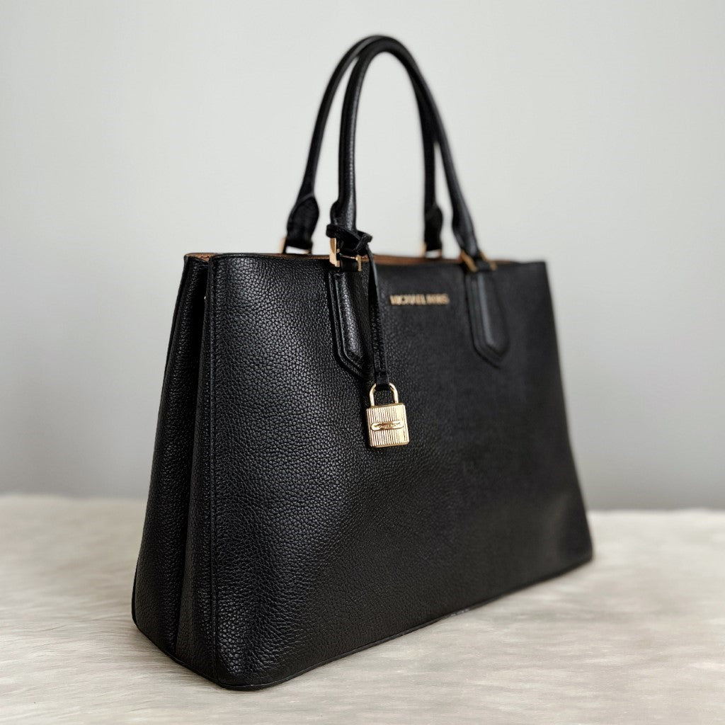 Michael Kors Black Leather Career Tote Bag