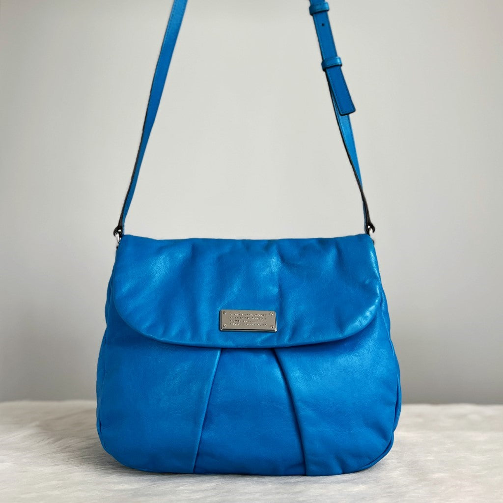 Marc Jacobs Blue Leather Pebbled Crossbody Shoulder Bag