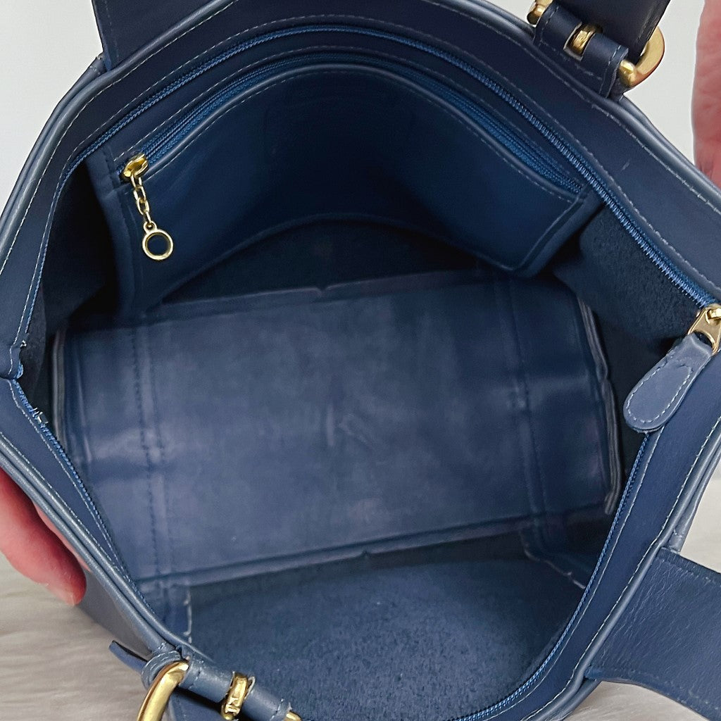 Coach Navy Leather Classic Tote Bag