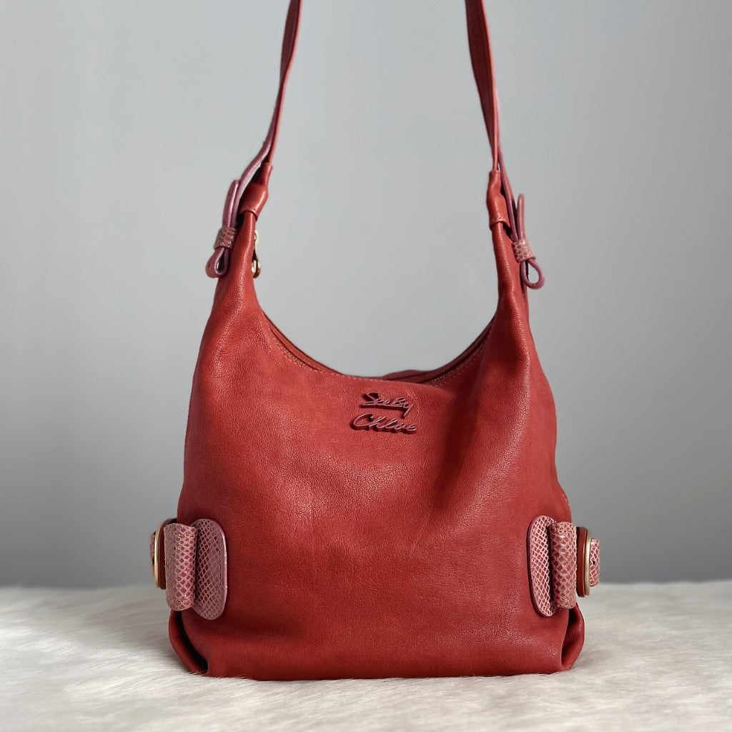 See by Chloe Berry Leather Side Bow Detail Crossbody Shoulder Bag