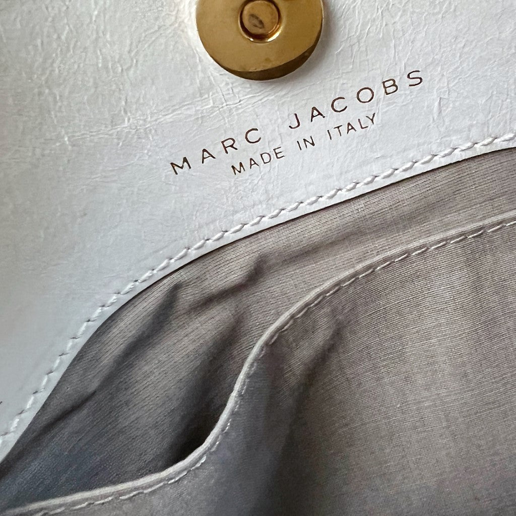 Marc Jacobs White Leather Double Compartment Crossbody Shoulder Bag