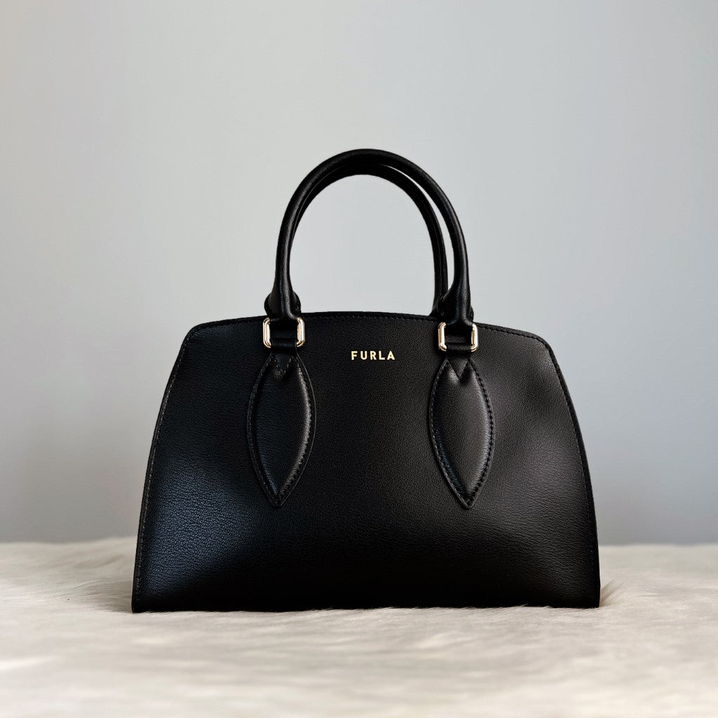 Furla Black Leather Classic Career Tote Bag Like New