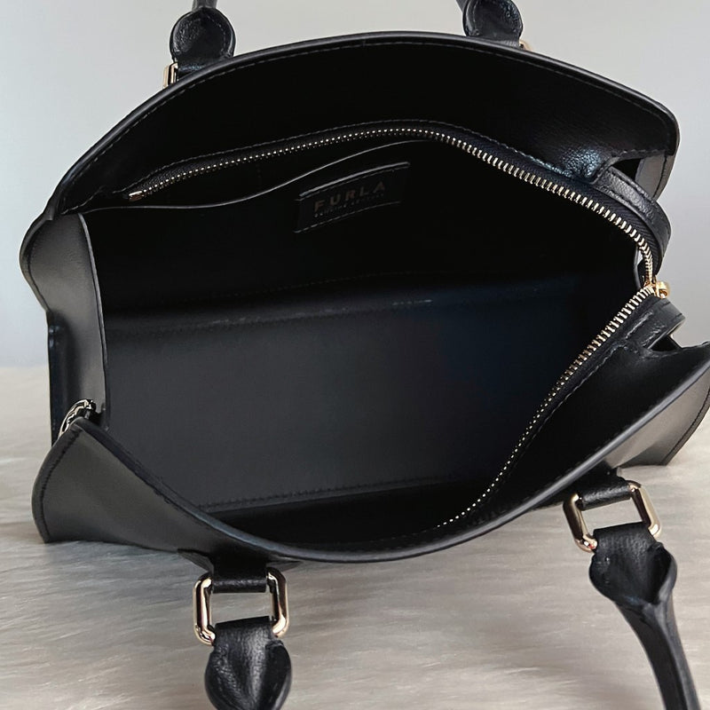 Furla Black Leather Classic Career Tote Bag Like New