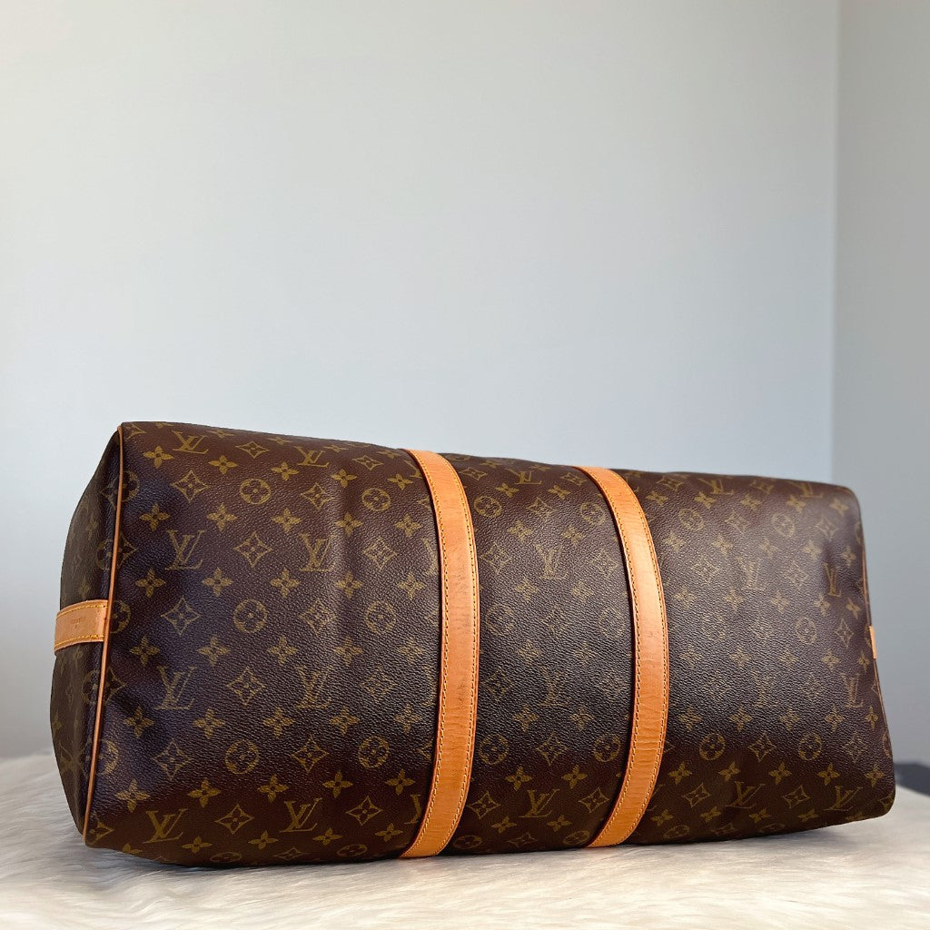 Louis Vuitton Signature Monogram Bandouliere Keepall 55 Travel Bag