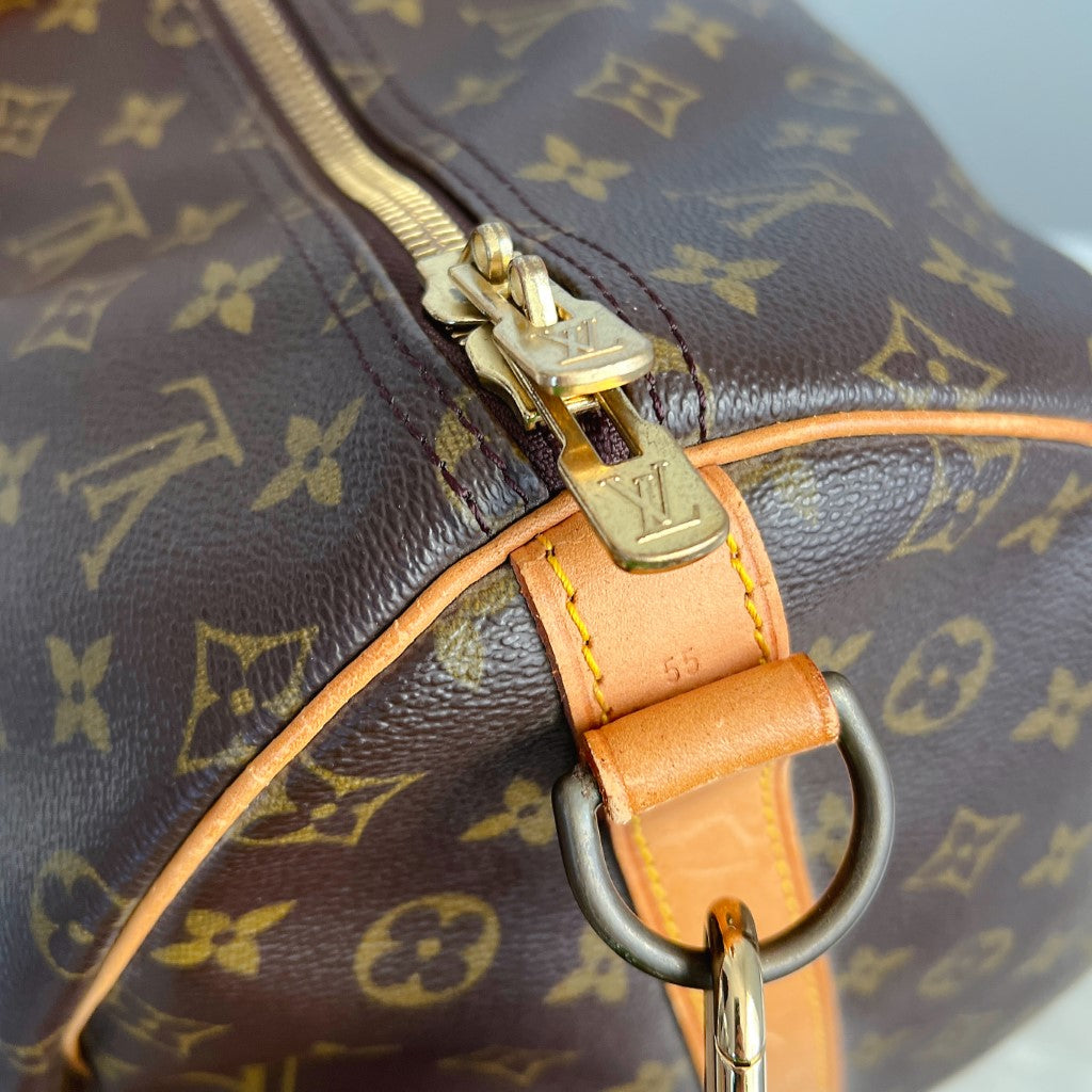 Louis Vuitton Signature Monogram Bandouliere Keepall 55 Travel Bag