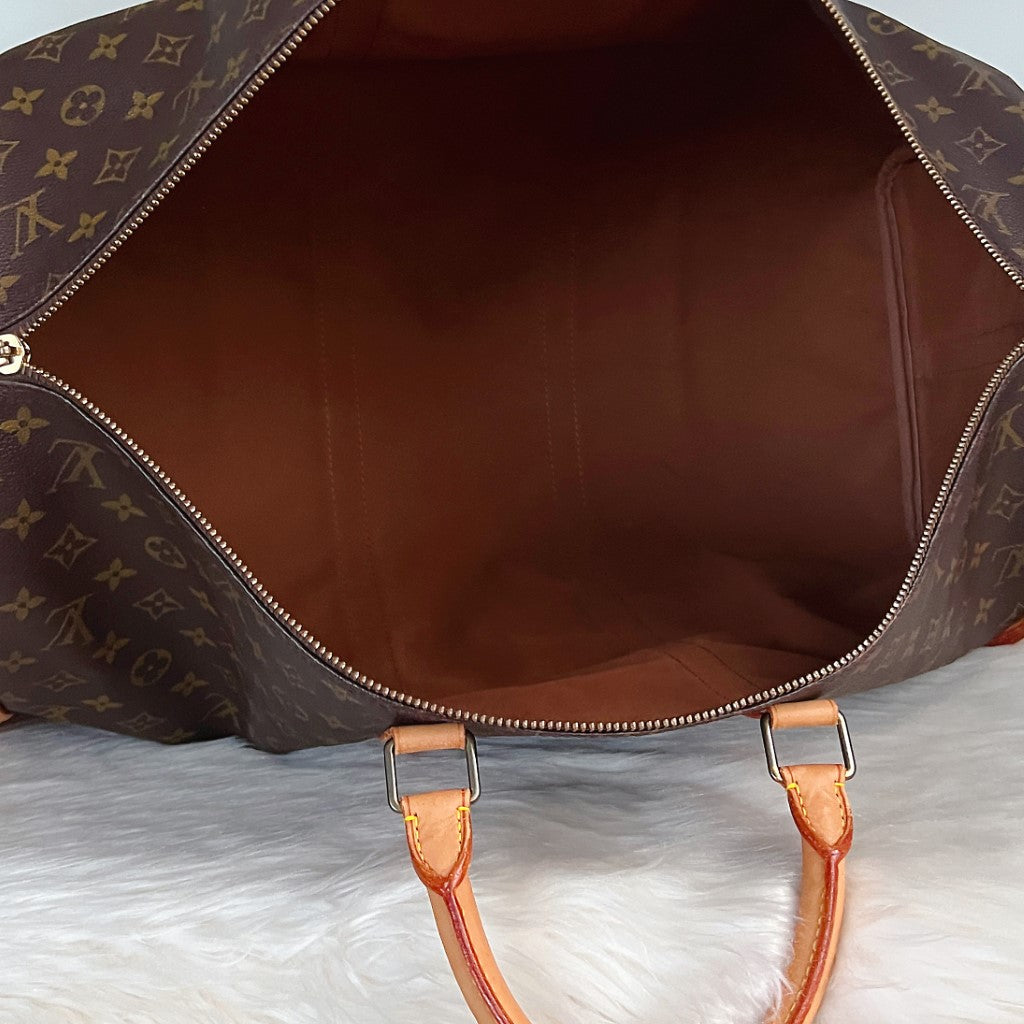 Louis Vuitton Signature Monogram Bandouliere Keepall 55 Travel Bag