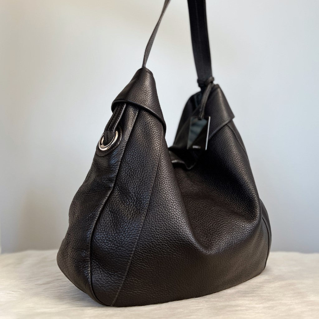 Furla Dark Chocolate Leather Classic Career Shoulder Bag