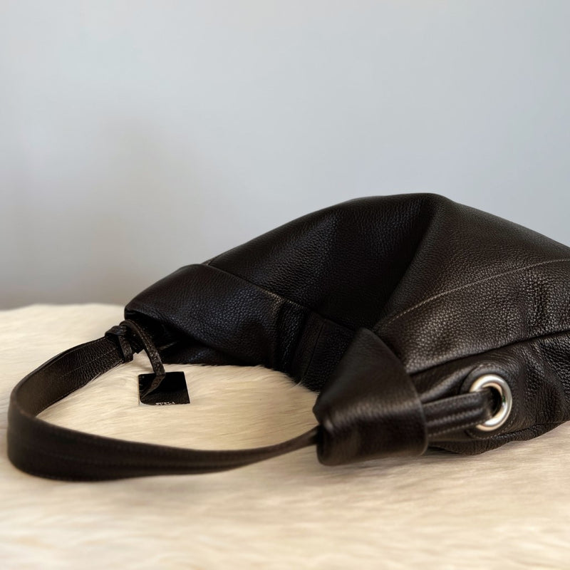 Furla Dark Chocolate Leather Classic Career Shoulder Bag