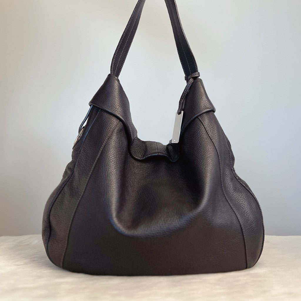 Furla Dark Chocolate Leather Classic Career Shoulder Bag