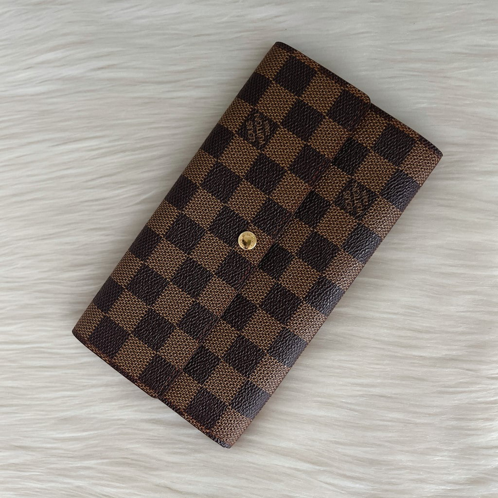 Louis Vuitton Signature Damier Zip Compartment Long Fold Wallet